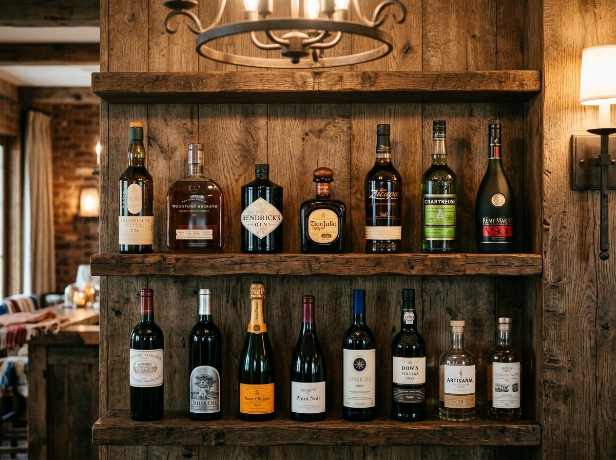 Collection of premium liquor bottles on shelf