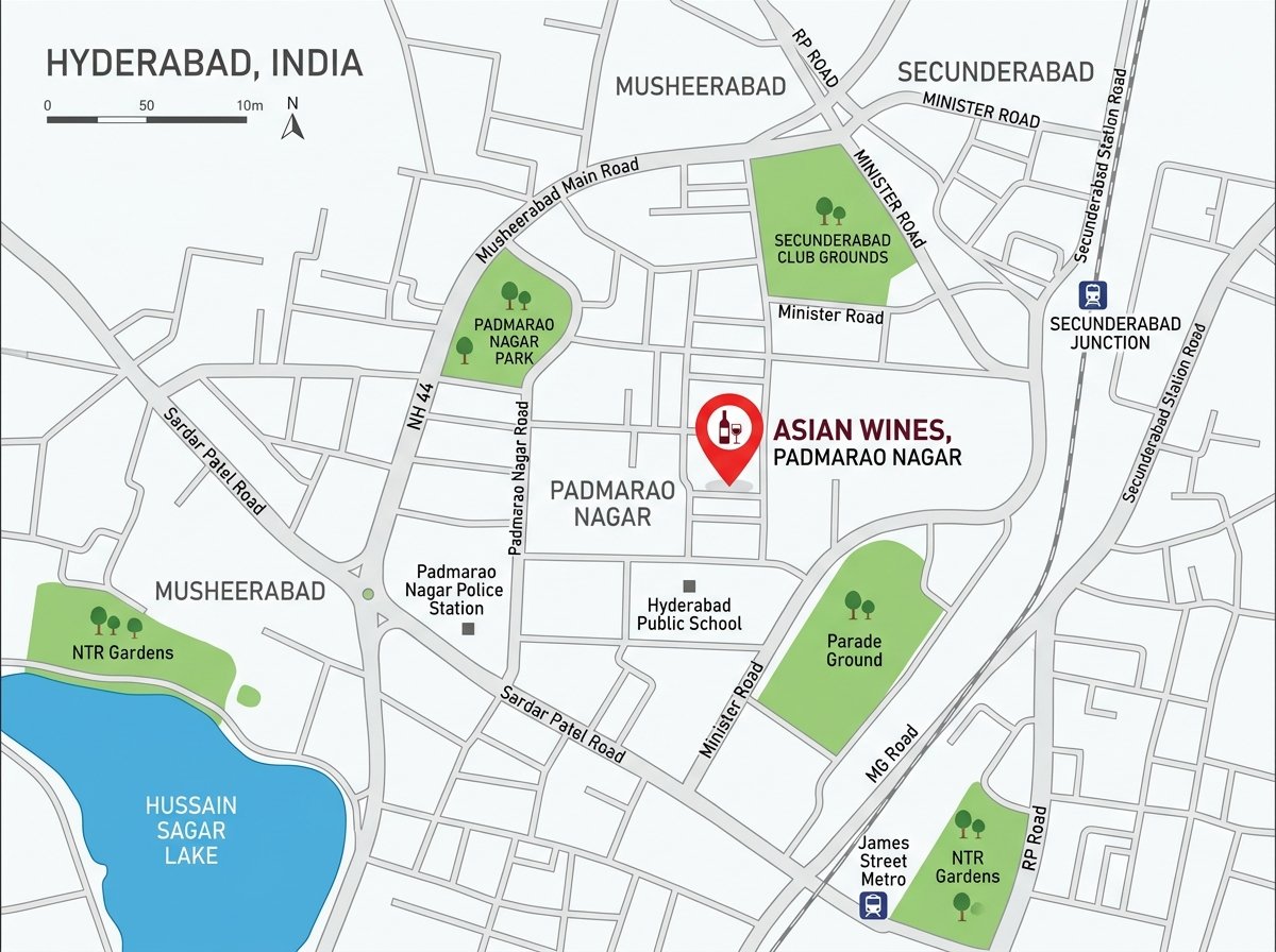 Asian Wines location map in Padmarao Nagar